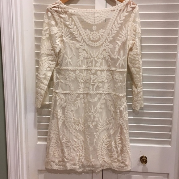Express Cream Lace Boho Dress or Long Shirt EUC - Picture 3 of 8